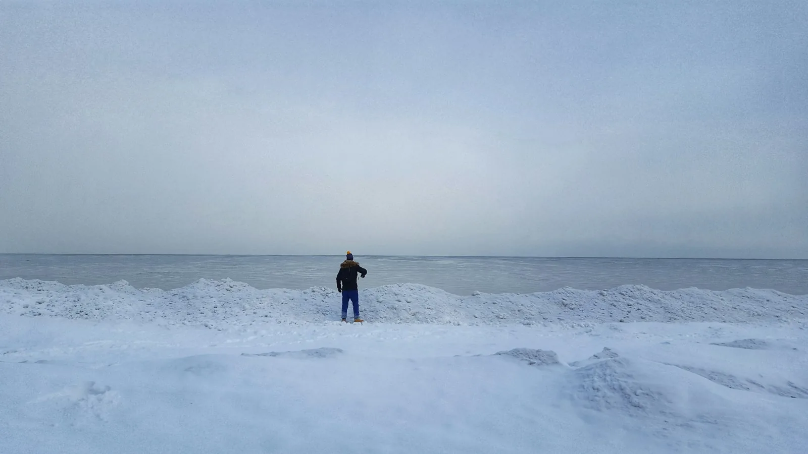 Frozen Lake Erie landscape at Presque Isle State Park