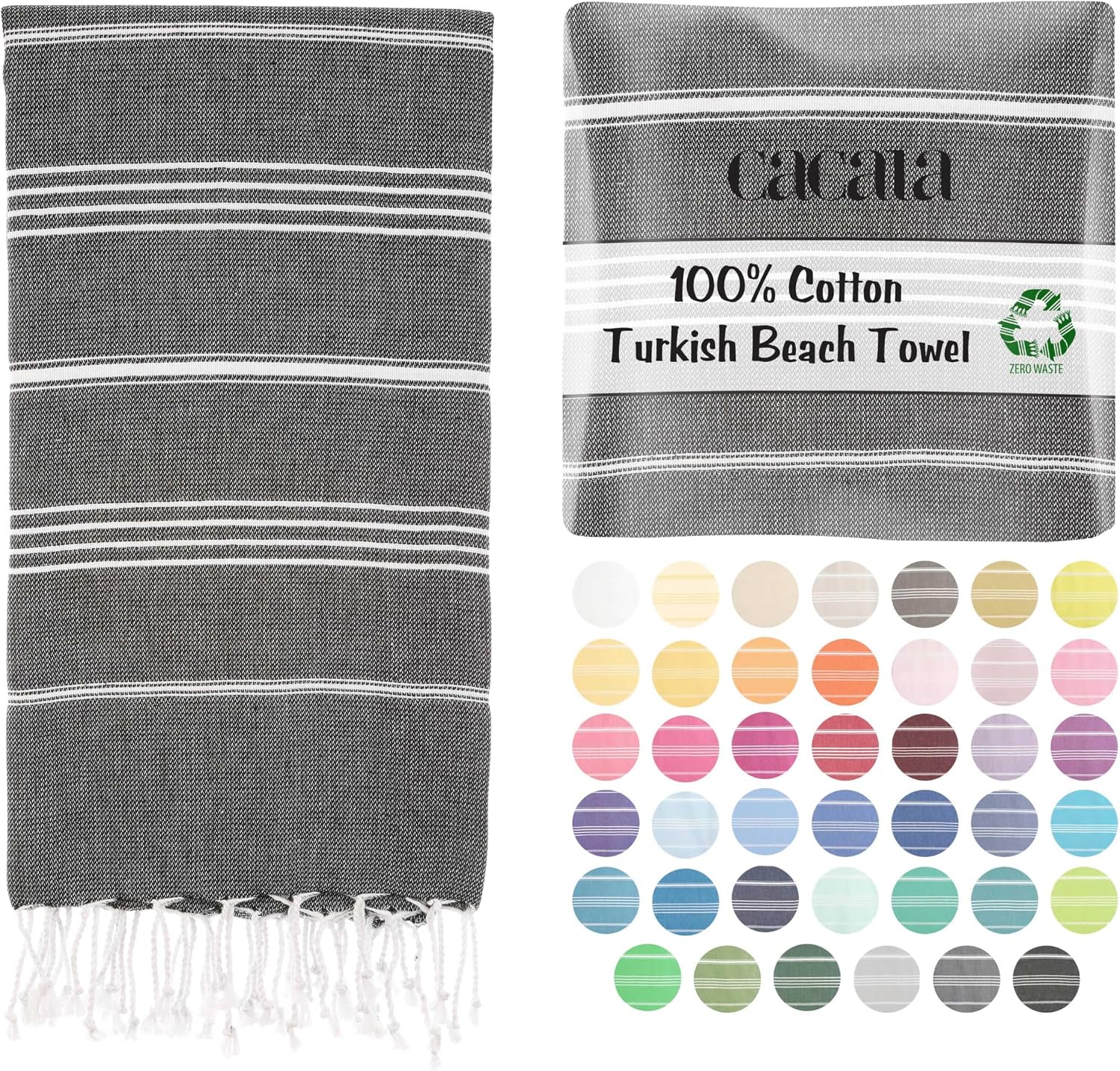Cacala Turkish cotton pestemal beach towel