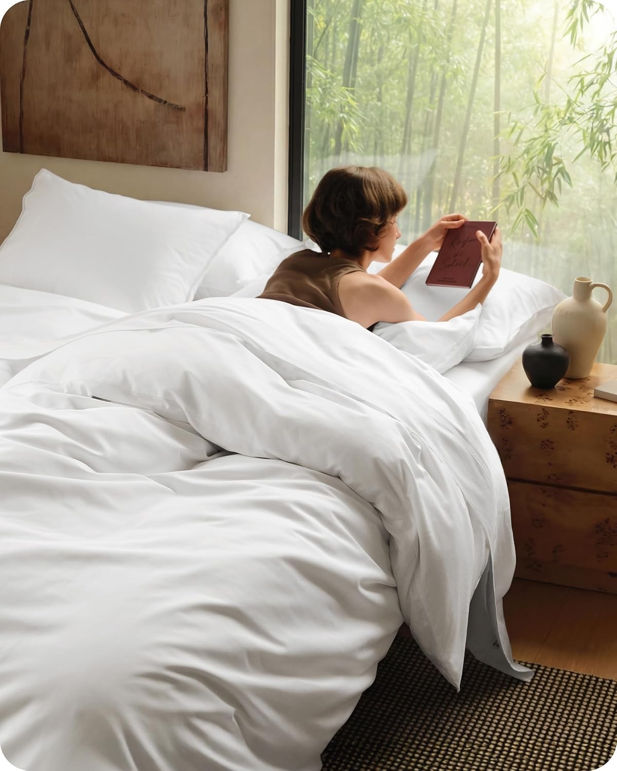 White Bedsure PureWoven cooling duvet cover set