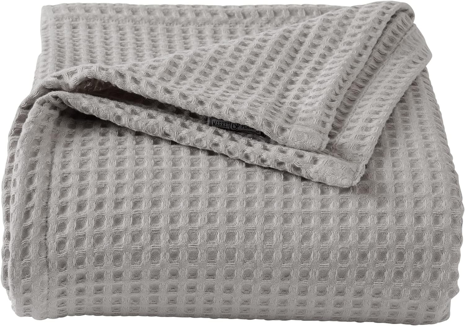 Light grey Brielle cotton waffle weave blanket
