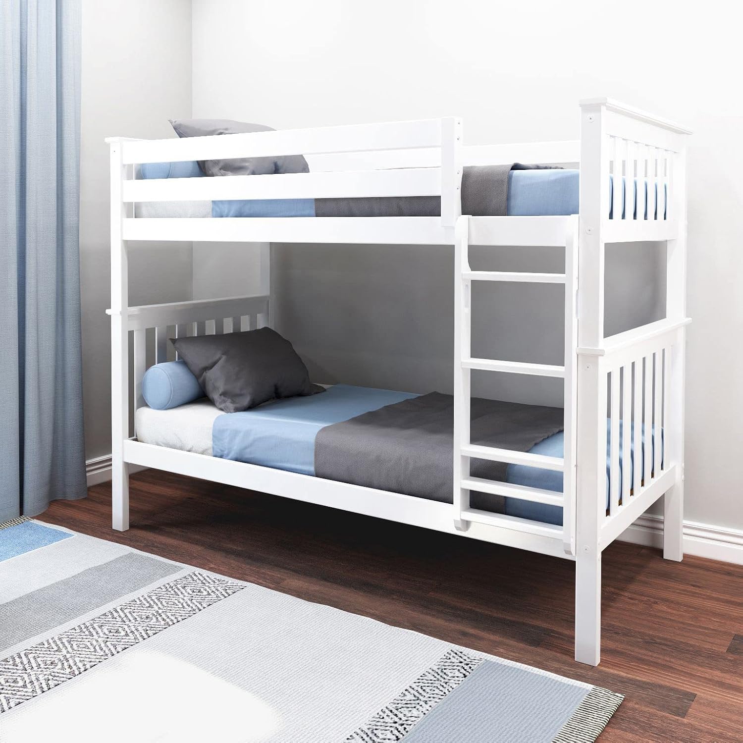 White Max and Lily solid wood twin-over-twin bunk bed