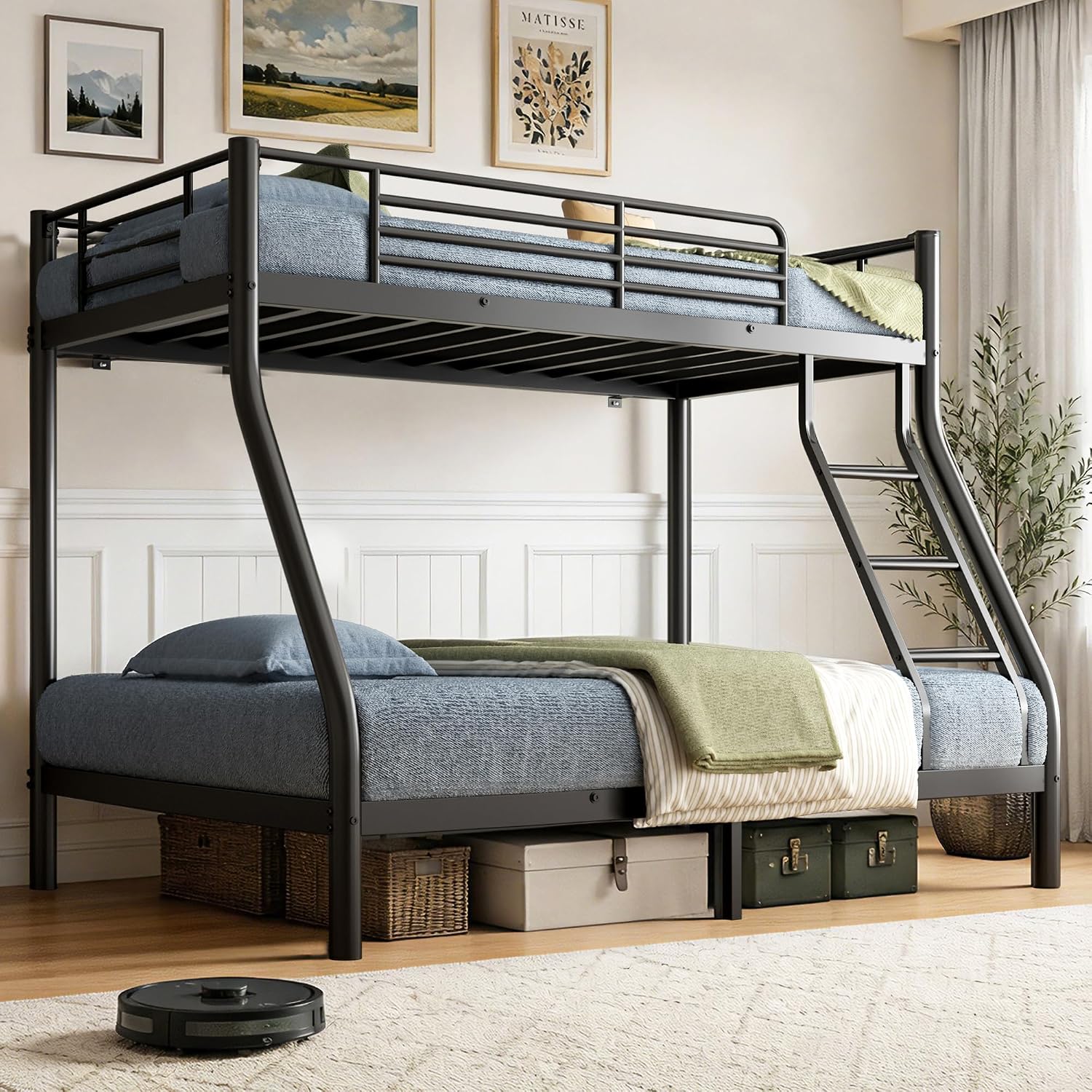Black SogesSleep twin-over-full metal bunk bed