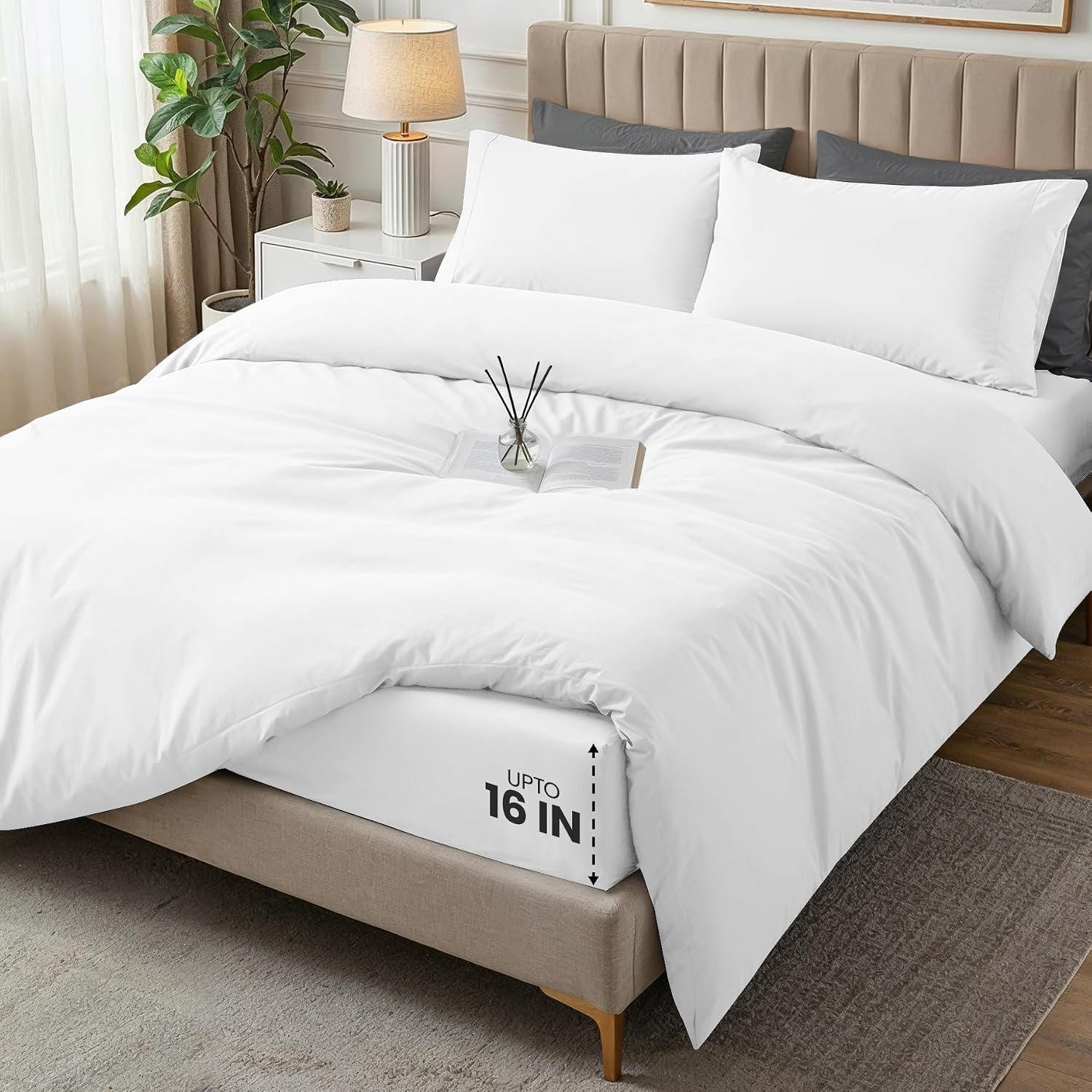 White Utopia Bedding four-piece duvet cover set