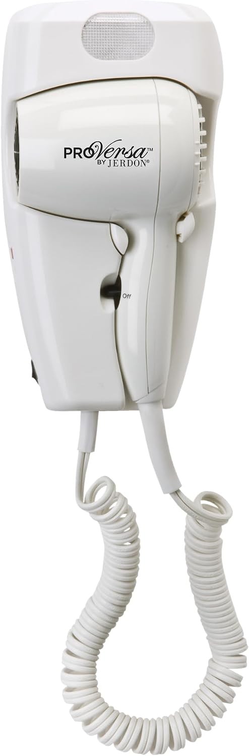 Jerdon ProVersa white wall-mounted hair dryer