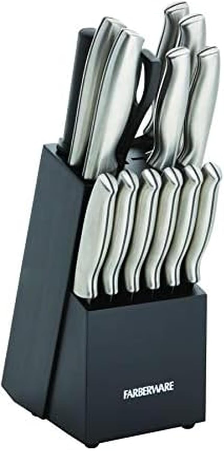 Farberware 15-piece knife set in a black wood block