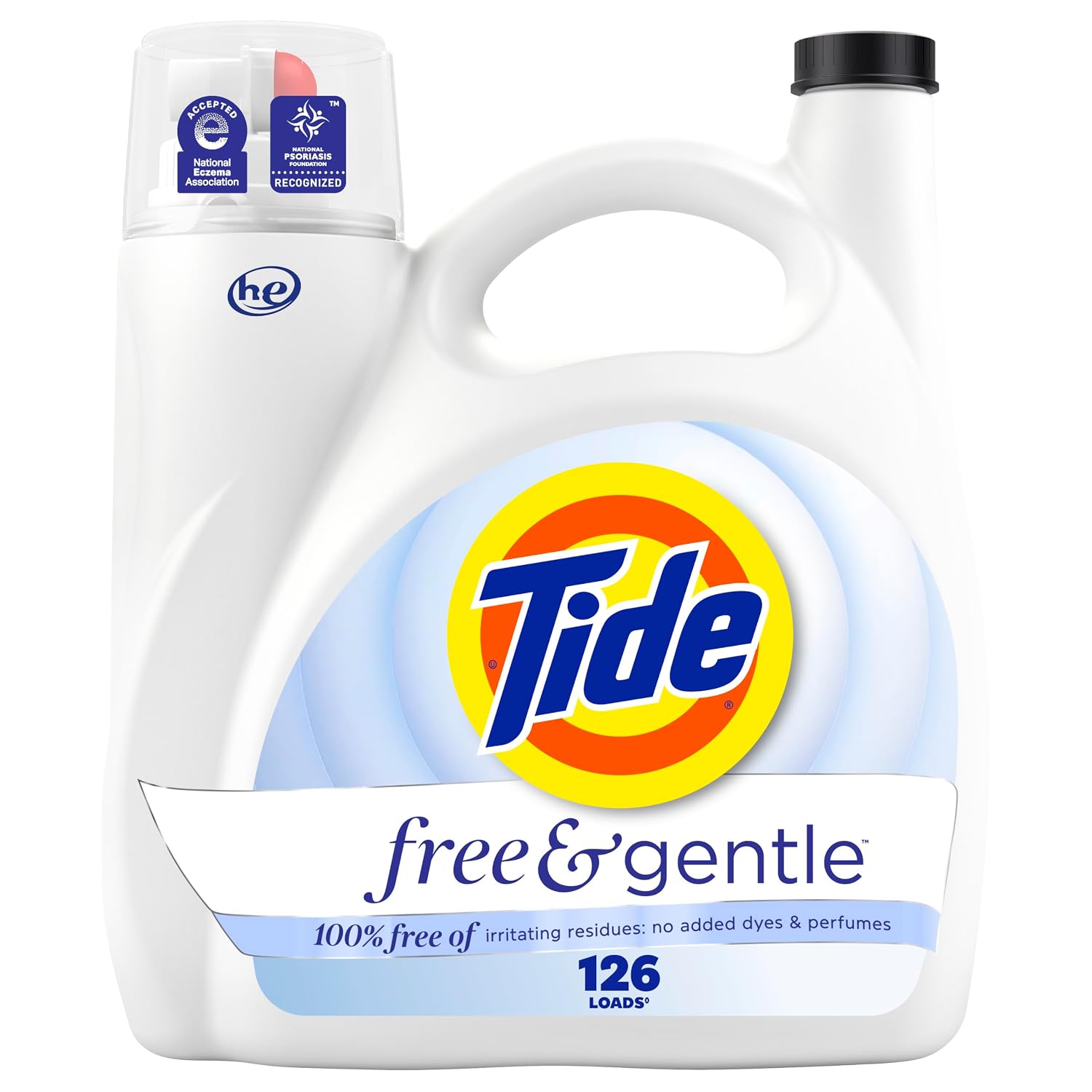 Tide Free and Gentle liquid laundry detergent jug