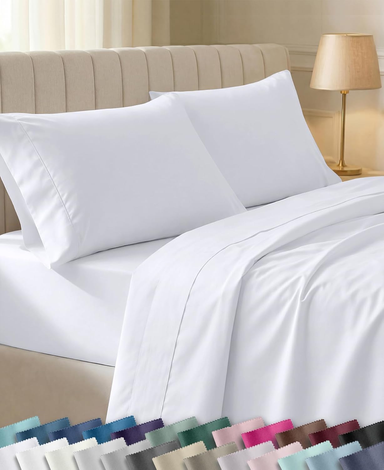 California Design Den white cotton queen sheet set