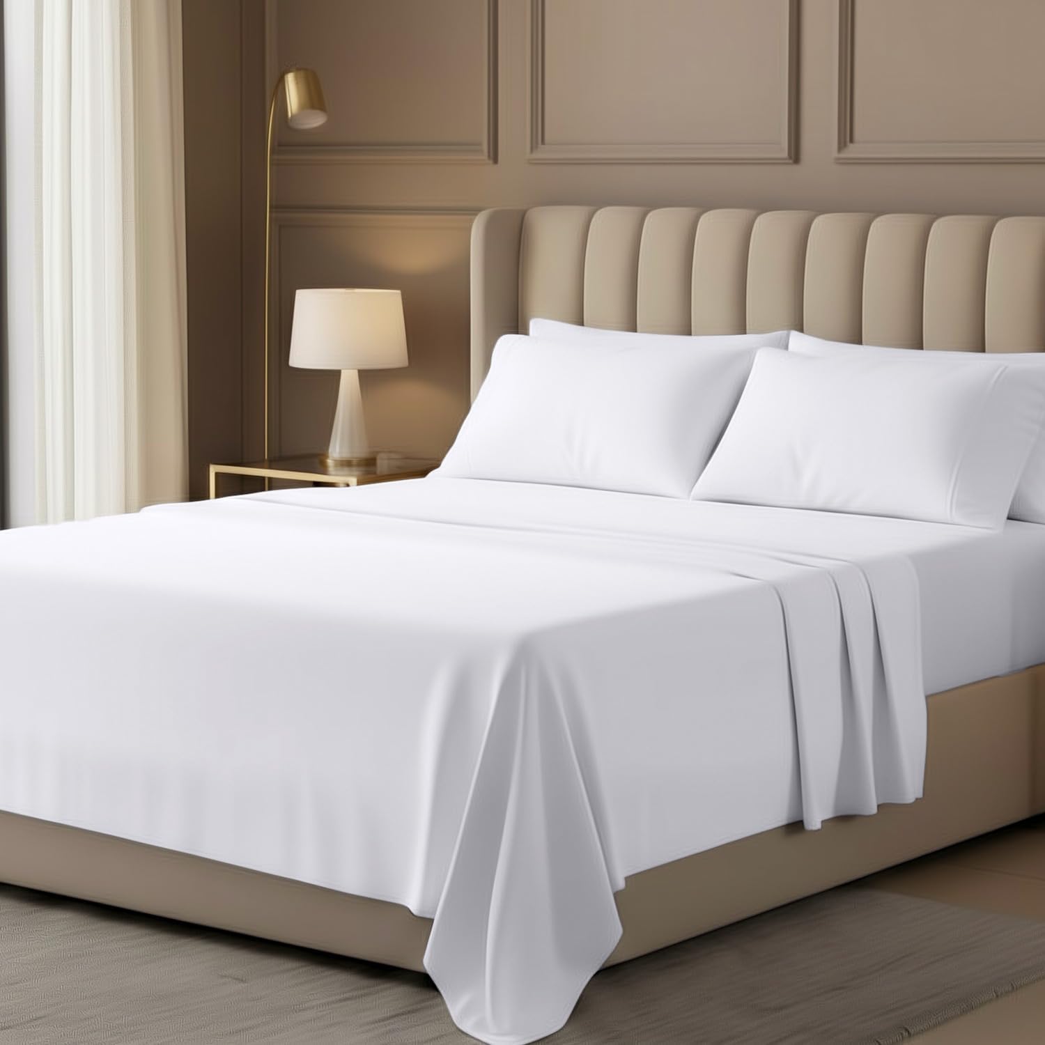 Utopia Bedding white queen four-piece hotel sheet set