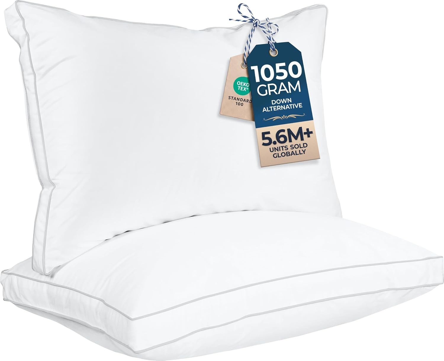 Utopia Bedding white gusset bed pillows set of two