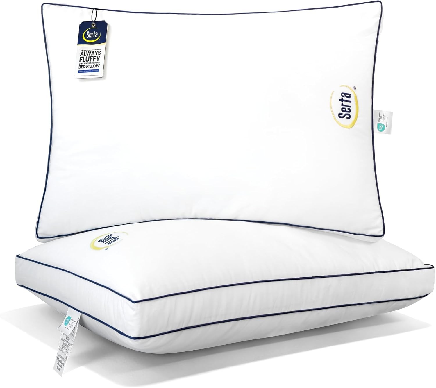 Serta Hotel Collection white gusseted bed pillows