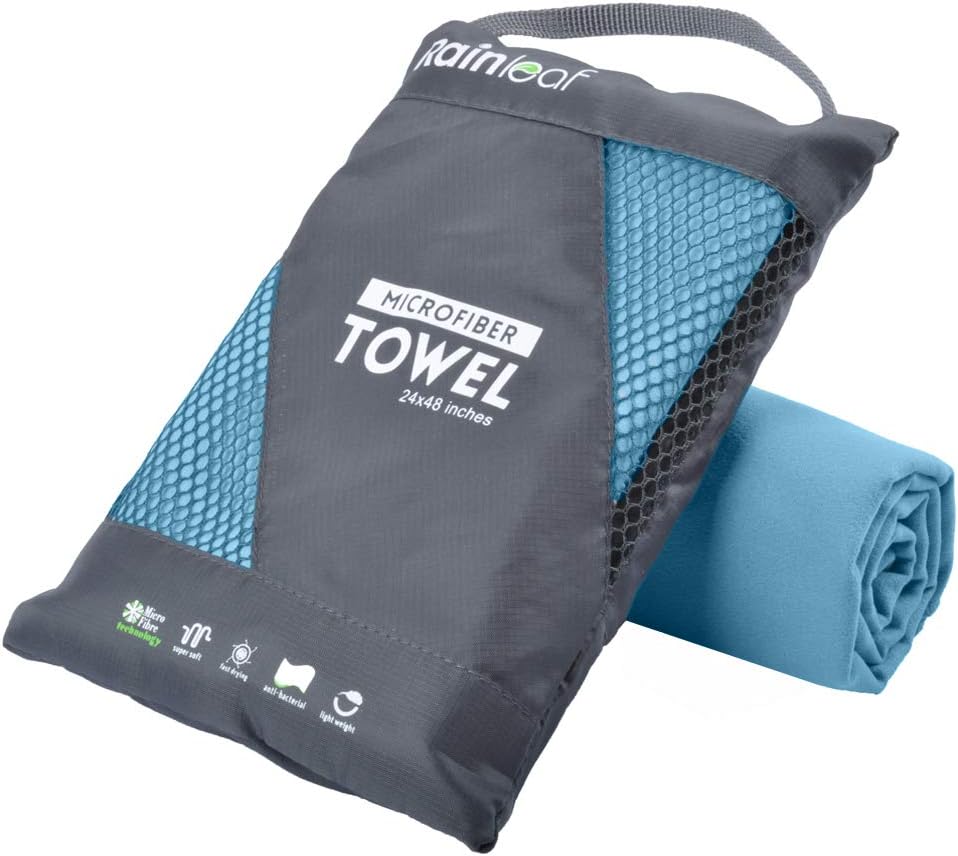 Rainleaf blue microfiber quick-dry towel