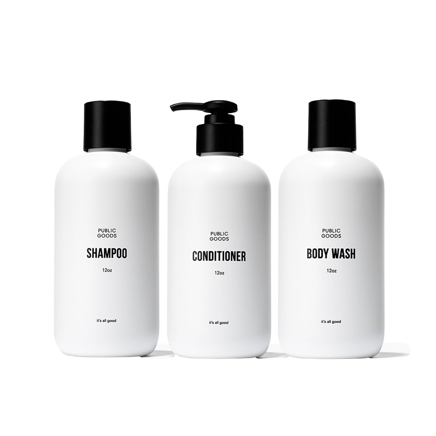 Public Goods shampoo conditioner and body wash set
