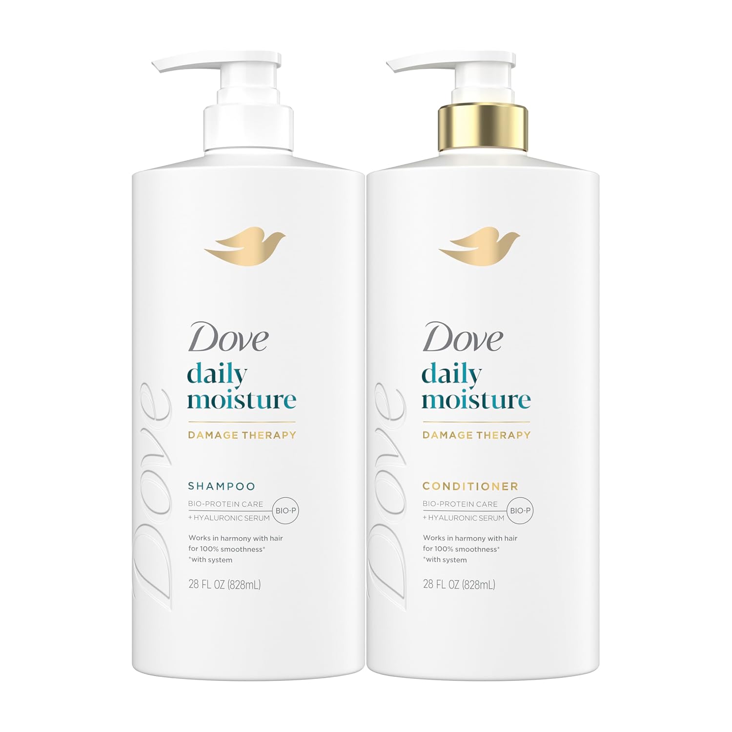 Dove Daily Moisture shampoo and conditioner bottles