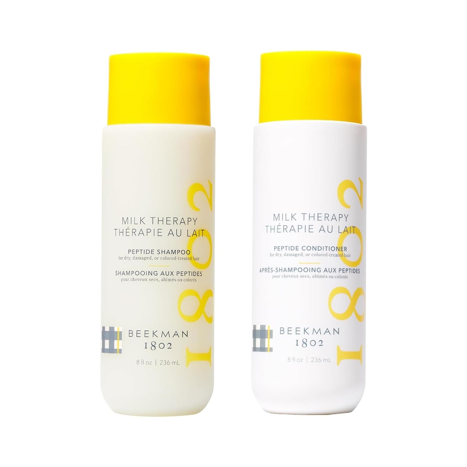 Beekman 1802 Milk Therapy shampoo and conditioner bottles