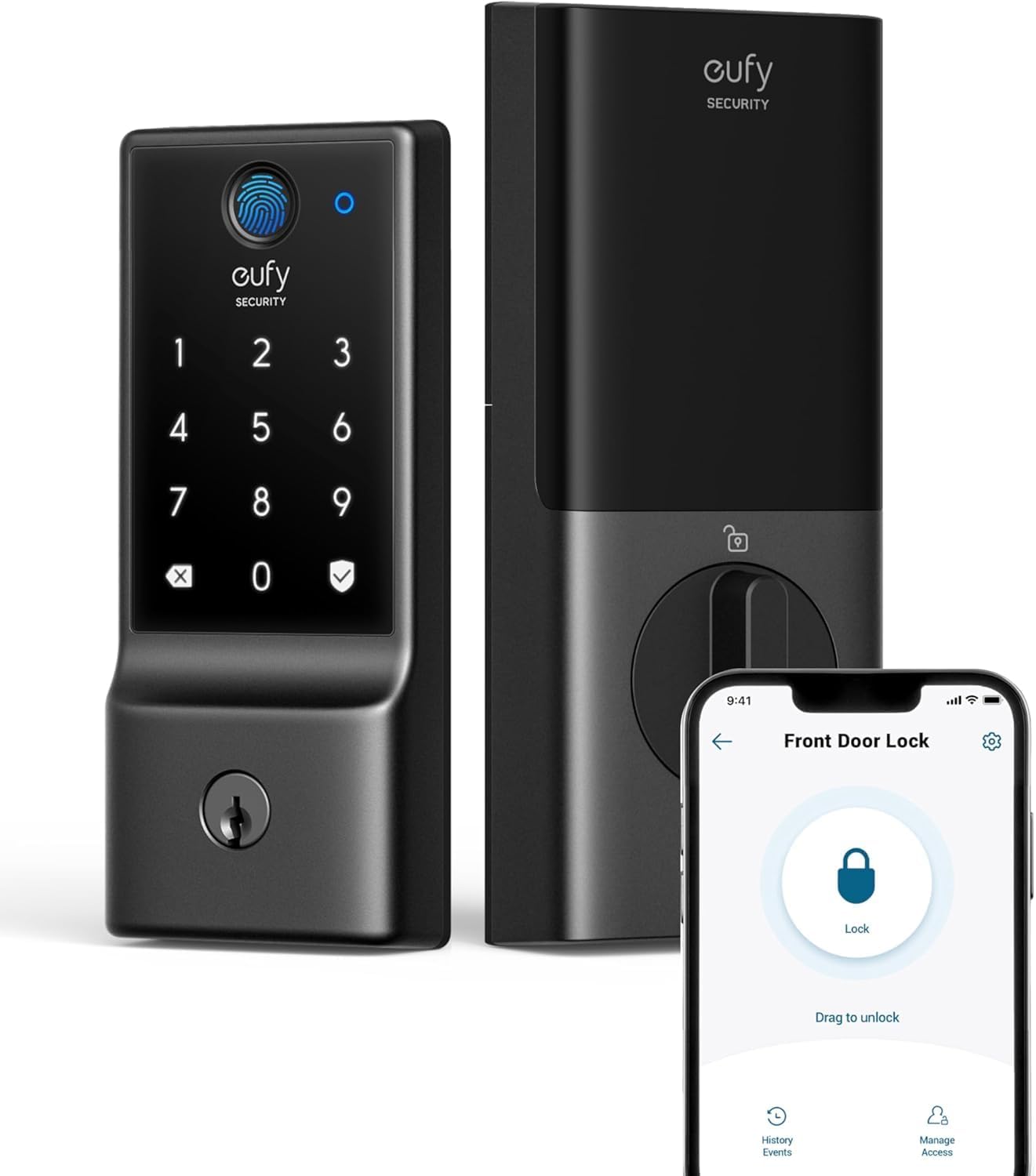 Eufy Security C220 fingerprint smart lock with interior assembly and mobile app